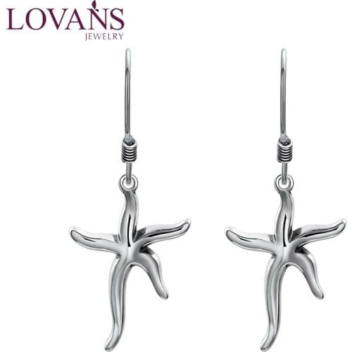 LOVANS Sterling Silver Hoop Earrings Special Design Star Drop Earrings Fantastic Jewerlry Gift for Her