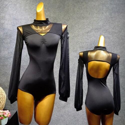 New Design Latin Dance Dresses Womens Dancing Leotard Modern Latin Dance Tops Bubble Sleeve Clothes Tango Ballroom Tops VDB1079