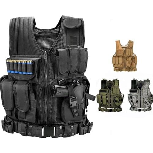 Tactical Vest Military Combat Armor Vests Mens Tactical Hunting Vest Army Adjustable Armor Outdoor CS Training Vest Airsoft