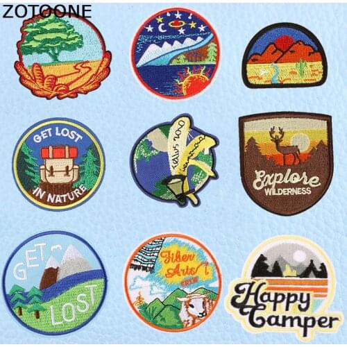 ZOTOONE Cool Iron Patches Get Lost Parches Sun Star Stripe Embroidered Applique for Jacket Clothes Stickers Badge DIY Apparel E