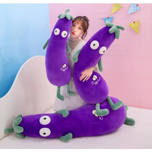 1PC 70/90/110CM Cute Cartoon Plush Eggplant Throw Pillow Stuffed Soft Vegetables Eggplant Plush Toy Home Decor Bed Sleep Pillow