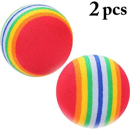 2 Pcs/Set Cat Rainbow Ball Toy Colorful Kitten Teasing Playing Toy Ball Interactive Cat Chew Scratch Toys Cats Accessories