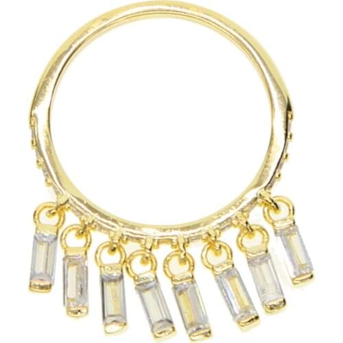 2021 Top Fashion AAA Cubic Zirconia Micro Pave Rectangular Drop Of Tassel Midi Pendant Ring Finger Ring Jewelry Accessories