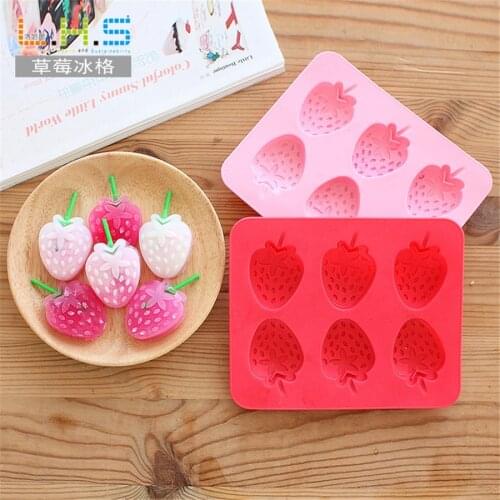 3pcs/Set Strawberry Ice Tray Silicone Mold Ice Cube Tray Chocolate Fondant Tool Ice Cream Mold for Kids Summer Kitchen Accessory