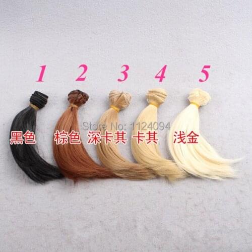 5Colors 5Pcs/lot Hot Sale Dolls Wig Hair BJD SD DIY Straight Hair High-temperature Wire Handmade Doll Wigs 15*100CM Black Brown