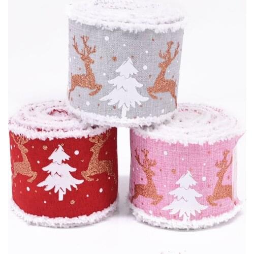 5M Christmas Burlap Ribbons DIY Gift Wrapping Wedding Party Decoration for Home Christmas Tree Ribbon Garland Wreath Bows Craft