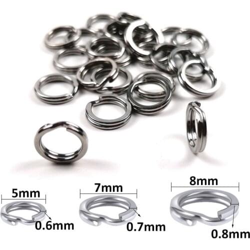 50pcs/100pcs Fishing Lure Hook Connection Ring Flatten Double Loop Split Ring Fishing Accessories 5mm 7mm 8mm