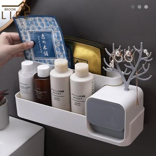 Bathroom Accessories Jewelry Storage Box Shower Shelves Cosmetic Storage Rack Kitchen Organizer with Drawer WC Shampoo Holder