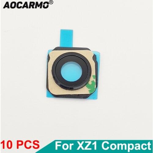 Aocarmo 10Pcs For Sony Xperia XZ1 Compact XZ1mini XZ1C G8441 G8442 Back Rear Camera Len Glass With Ring Frame Adhesive Sticker