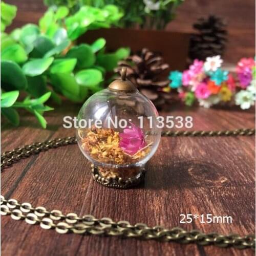 Free Ship! 20sets/lot 25mmx15mm(opening) Glass globe & bronze base & cap connector set glass bottle glass vials pendant DIY