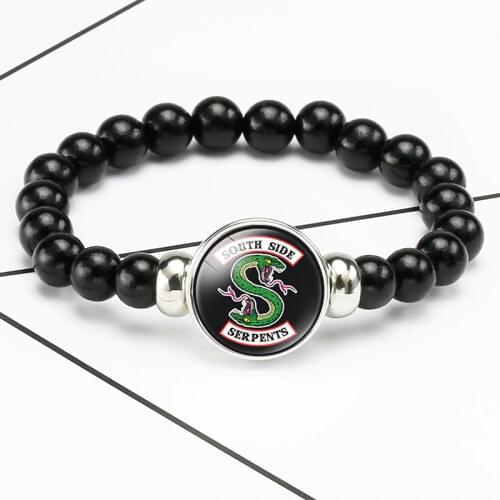 Riverdale beads Bracelet Mens Jewelry Elastic Riverdale Pattern Glass Cabochon Charm Beaded Bracelet Bangle