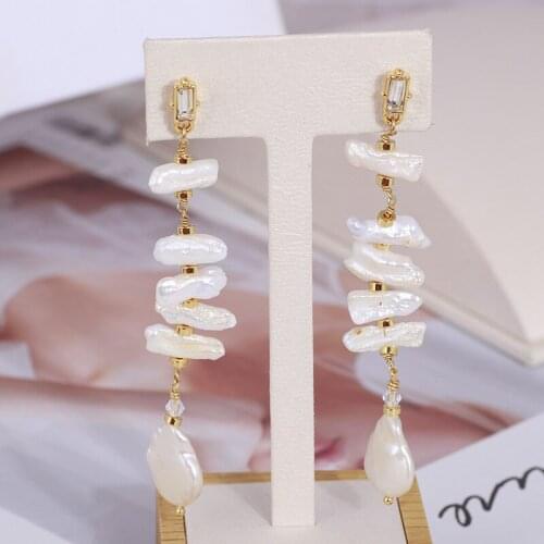 French vintage pearl tassel long earrings