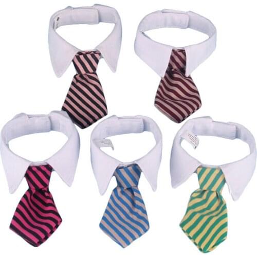 Striped Pet Tie High Quality Polyester Cotton Gentleman Style Dog Cat Necktie 7 Colors Size S M Pet Accessories