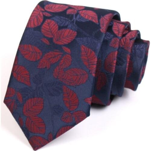 2020 New Design Fashion Causal Leaf Print Ties High Quality 7CM Navy Blue Tie For Men Business Suit Work Necktie With Gift Box