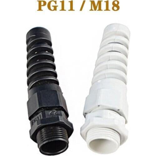 PG11 M18 10-20pcs Nylon Cable conduit Gland 5-10 thread gland Plastic Flex Spiral Strain Relief cable anti-bending connection