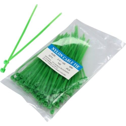 QTY:100 2.5*100mm Nylon Self-Locking Cable Ties 5 Color Plastic Zip Ties Wire , Hose , Steggel Tie, Zap Strap kabelbinder