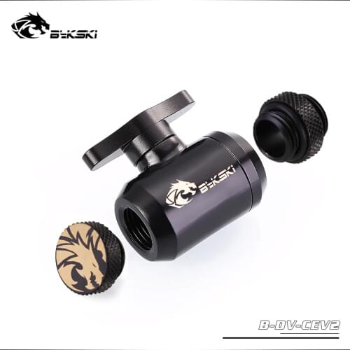 BYKSKI Water Valve Switch Kit Double Inner G1/4 Thread Double Female Water Cooler System / Switch+Glug+Male to Male Fitting