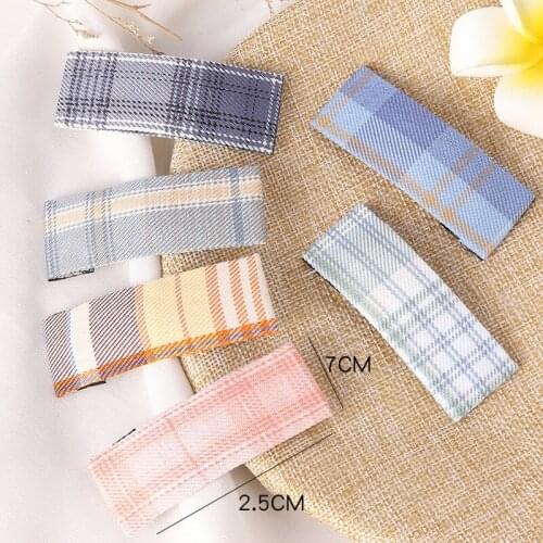 Korea Simple Beautiful Color Plaid Fabric BB Clip for Sweet Girl Hairpins Hair Accessories 7cm Hair Clips Accessories for Women