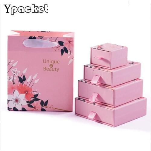 Box For Jewelry Customized Logo 8.8x8x4cm Pendants Earring Box with Magnetic Rings Necklace Paper Box Jewellery Organizer box