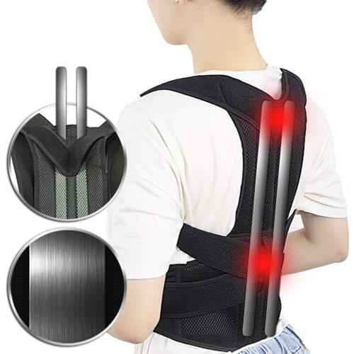Alloy Bar Posture Corrector Shoulder Back Brace Clavicle Support Slouching Hunching Adjustable Trainer Waist Lumbar Orthopedic