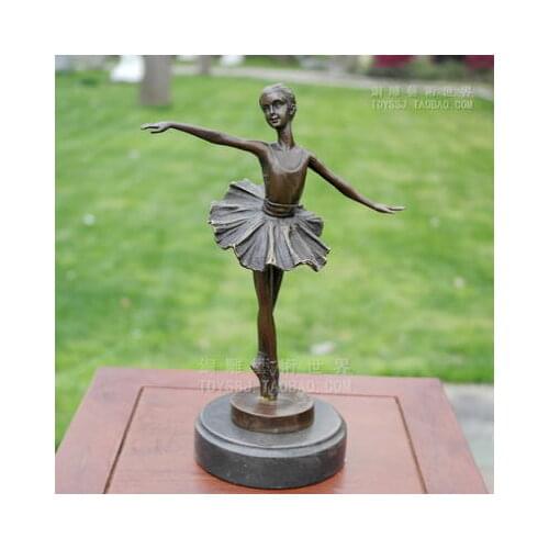 Fine Copper sculpture arts and crafts Ballerina girl Music and dance Figure Decoration birthday present Statue Bronze Home