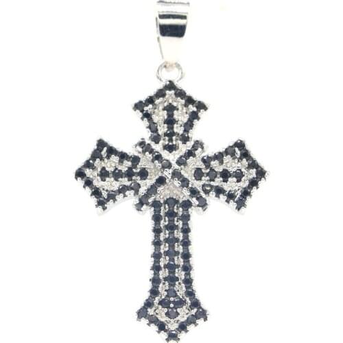 30x11mm Pretty Created London Blue Topaz Pink Kunzite White CZ Gift For Womans Silver Pendant