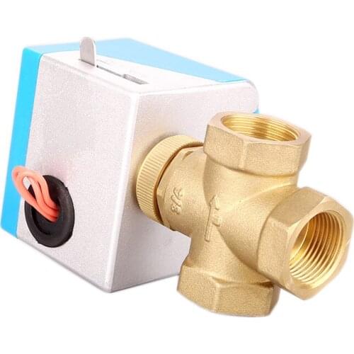 1" Motorized Electric Brass Globe Valves 2 Wire AC220V Three Way Stop Shut-off Valve