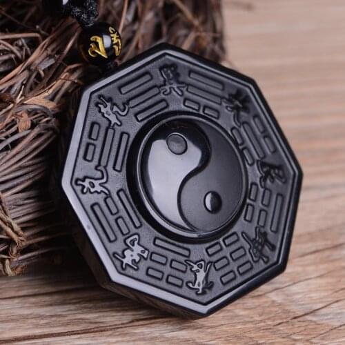 Natural gold meteorite rainbow obsidian the eight trigrams pendant for men women gold obsidian pendant Necklace