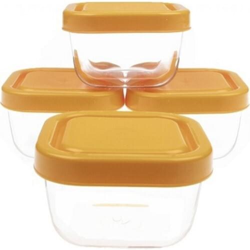 Pasabahce 4 pcs Glass Storage Bowl Set Storage Container refrigerator crisper storage box PP food storage box