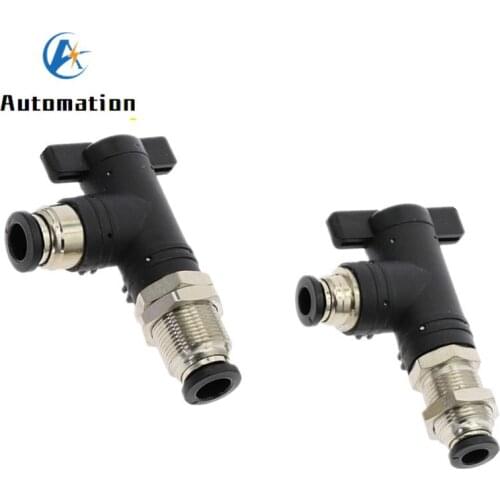 BLM bulkhead Pneumatic Push In Quick Joint Connector Hand Valve To Turn Switch Manual Ball Current Limiting Black 6mm 8mm 10mm