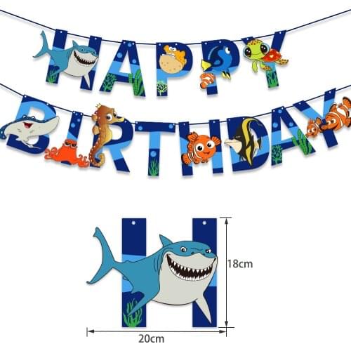 Under the Sea Themed BirthdayParty Fresh Color Tropical Fishes Happy Birthday Banner Decoration