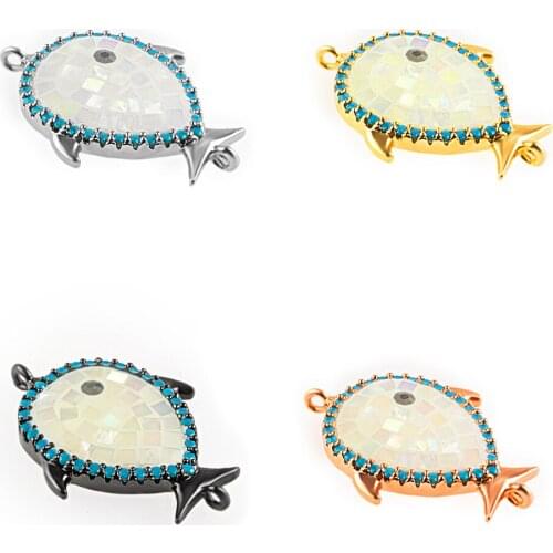 Luxury DIY Jewelry Evil Eyes Fish Hamsa Charms Pendants Inlaid Full Zircon Connector Necklace Bracelets Finding Making