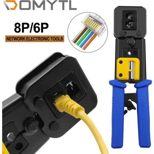 Network Pliers EZ RJ45 Cable Stripper Pressing Clamp Tongs Clip PJ12 Multi Function 6P/8P Through Hole Core Crimping Hand Tools