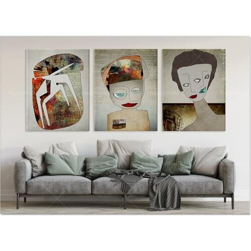 Contemporary art prints, abstract art on canvas, three-piece set, can be hung