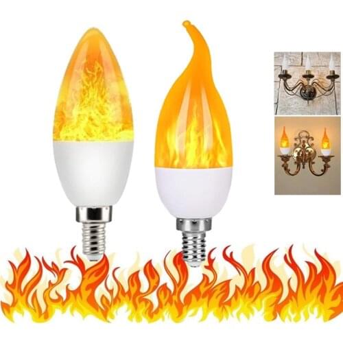 3 Modes LED Flame Lamp E14 E27 B22 LED Flame Effect Fire Light Bulb Flickering Emulation Light 110V 220V for Halloween Christmas