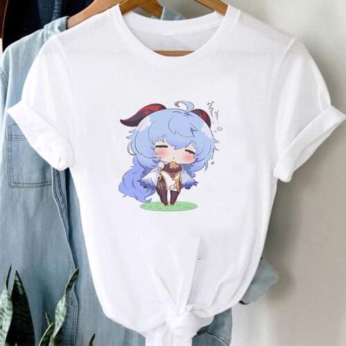 Genshin Impact 2021 New Game Anime Ganyu T Shirts Women Kawaii Tops Y2k Streetwear Clothing Girl Cartoon Graphic Tees Tshirts