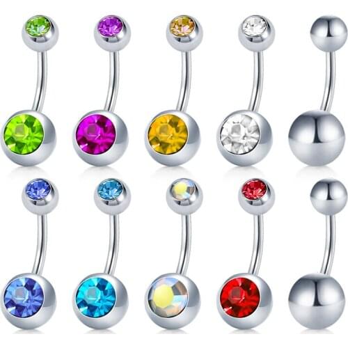 14G Short Belly Button Rings for Women Body Curved Barbell Dangle Body Piercing Set Navel Bar Rings CZ -Tone 6mm 8mm 10mm