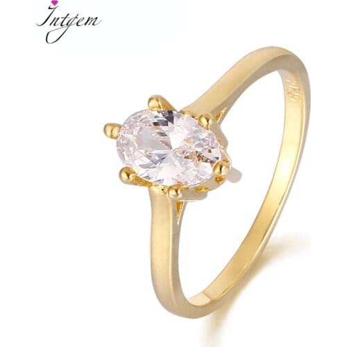 Golden 925 Ring White Zircon For Women Girls Party Rings High Quality Gemstone Party Wedding Jewelry Birthday Gift Accessories