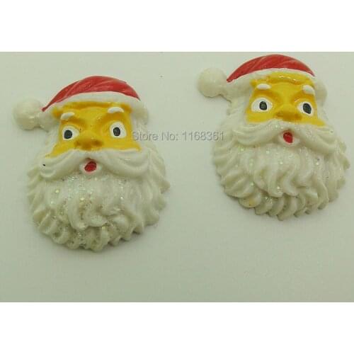 1pcs/lot resin flat back glitter Christmas father 31mm Cabochons Hair Bow Center DIY Christmas decration C111-3