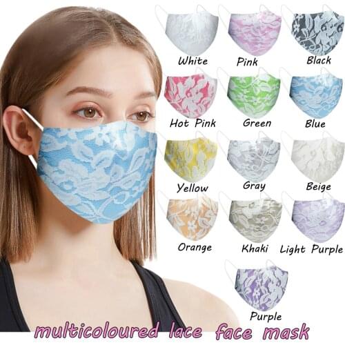 1pc Mouth Cover Woman Lace Face Mask Reusable Washable Adjustable Masks Halloween Cosplay Mascarillas Reutilizables Lavables