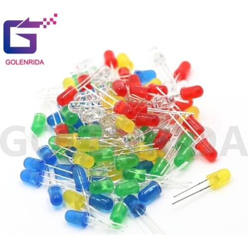 100pcs 5mm LED Diode 5mm round head fog red/yellow/white/green/blue