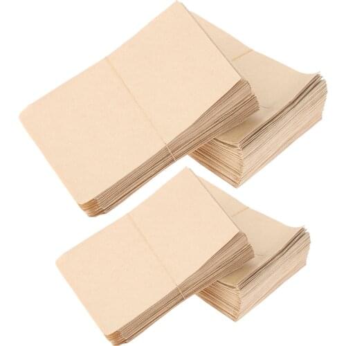 100Pcs Vintage Seeds Storage Kraft Paper Bag Fruit Protective Pouch Glue Sticked Envelope Style Snack Baking Cookie Package Bags