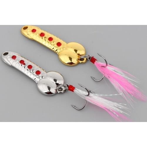 2pcs Metal Wobble Fish Lures Casting Baits Sequins Fishing Spoons Lures for Trout Walleyes Bass Snapper Bluegill Crappie
