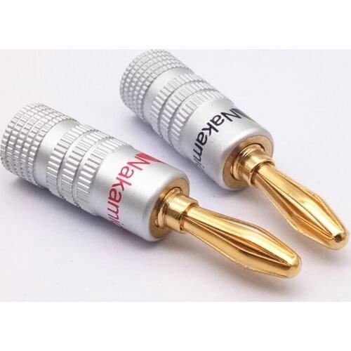 2pcs New 4mm Plugs Gold Plated Musical Speaker Cable Wire Pin Banana Plug Connectors GD Amp Speaker Banana plug connector