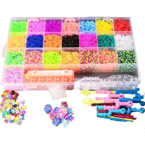 4600/6800pcs Loom Rubber Bands Set Girls DIY Toy Adult Elastic Bands with Clips for bracelet Figures Charms Art Craft