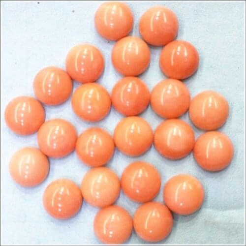 5pcs nature pink coral cabochons 8mm round shape no hole caps natural coral genuine coral for pendants making accessories
