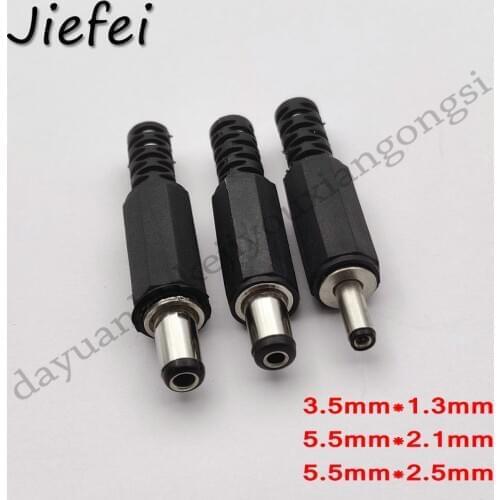 50-500Pcs 5.5*2.1mm 5.5*2.5mm 3.5*1.3mm DC Power Male Plug Jack Adapter straight Connector Male Plug 5.5*2.1 5.5*2.5 3.5*1.3