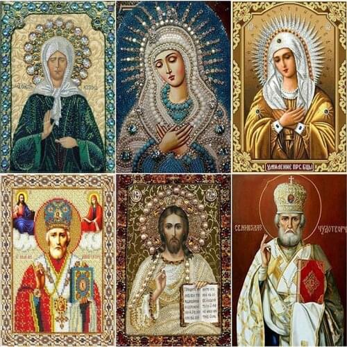 Diamond Embroidery Religion Icon DIY Cross Stitch Diamond Painting Virgin Mary Rhinestone Square Full Mosaic Set