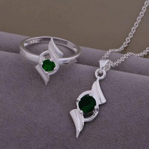 AS469 Hot sterling Jewelry Sets Ring 584 + Necklace 966 /asjajjqa aywajqda silver color