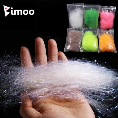 Bimoo 1/2 Bag 8cm/3.15" Long Ice Dubbing Synthetic Fibers Baitfish Stearmer Shimmer Thin Ice Wing Fly Tying Material 10 Colors